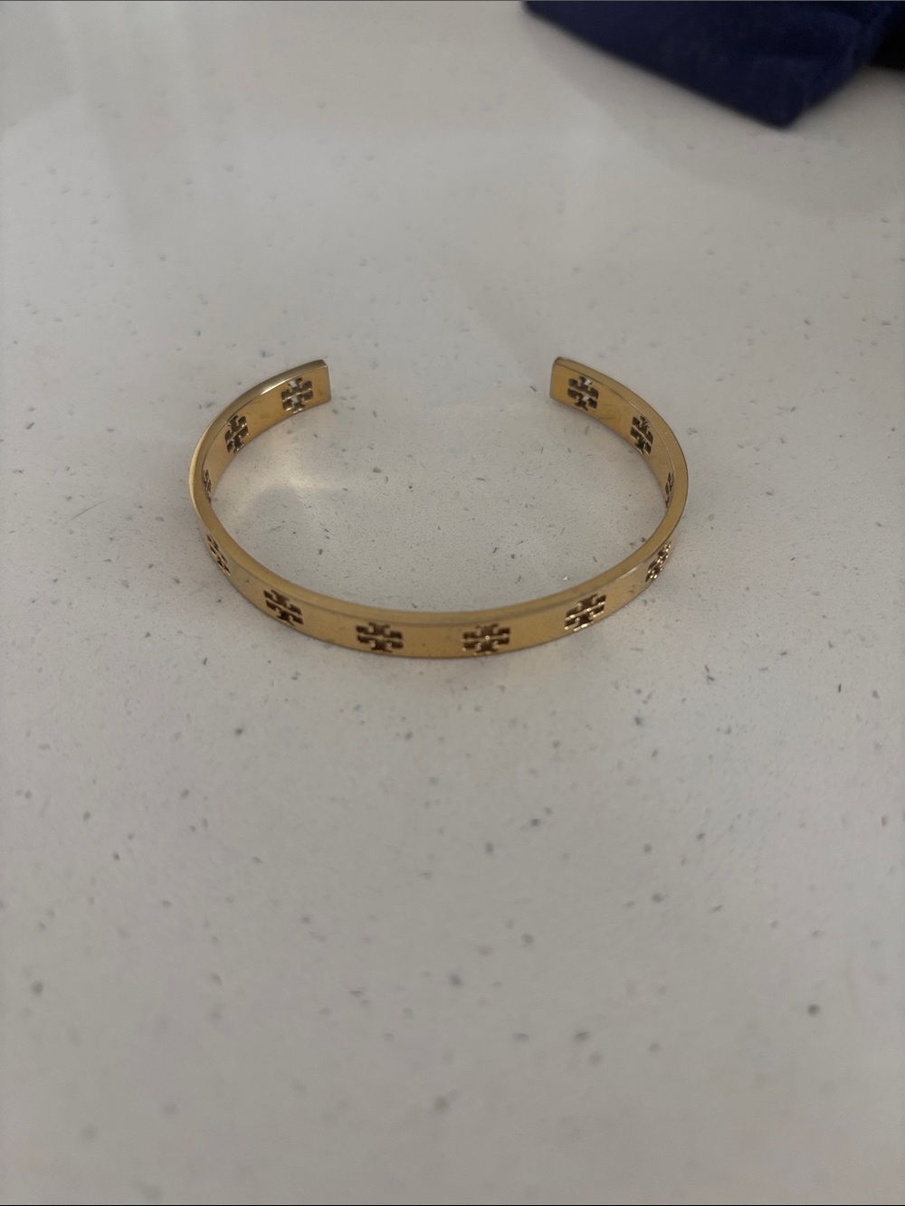 Tory Burch Gold-Tone Logo Cutout Cuff Bracelet